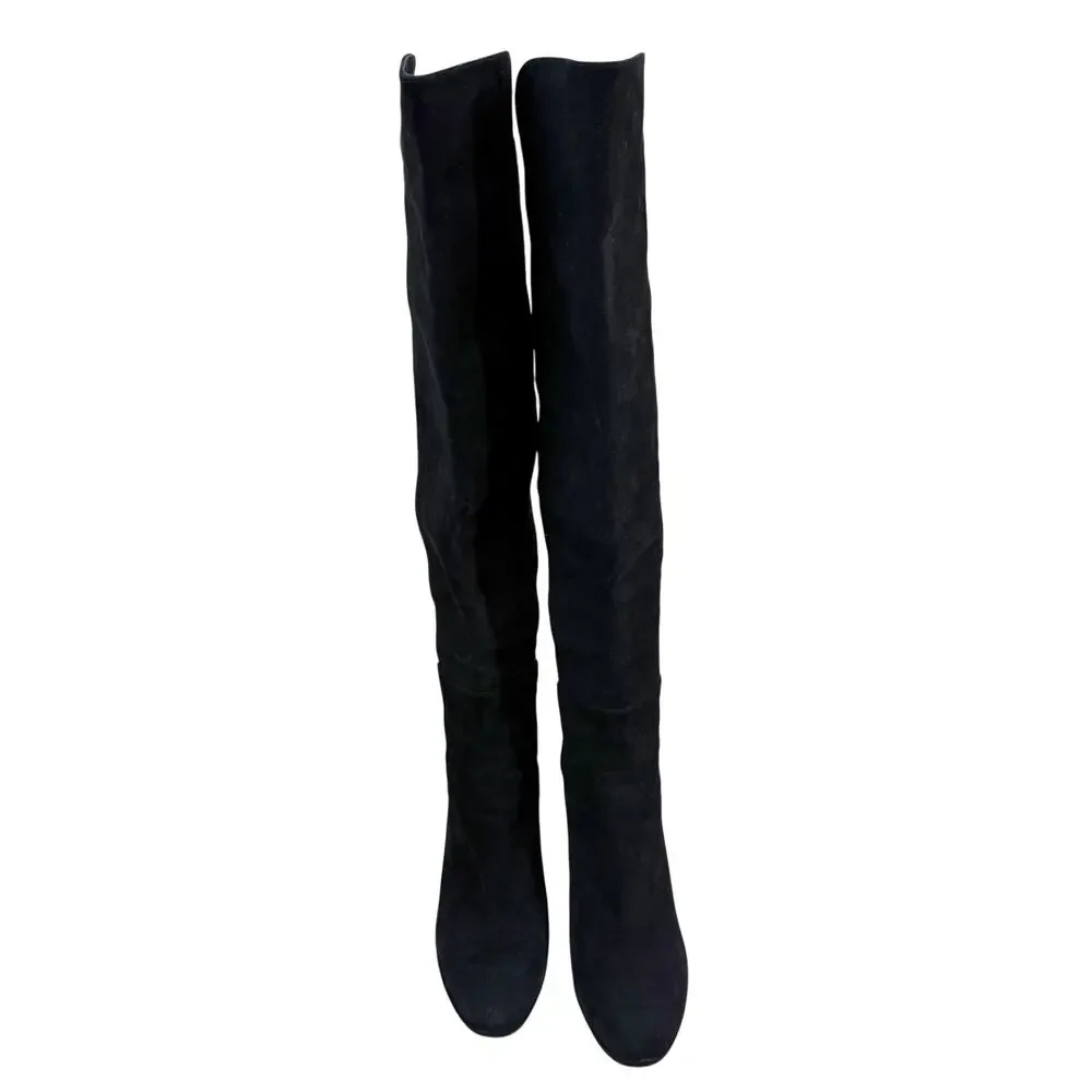Stuart Weitzman Black Suede High Heel Over the Knee Boots Women's US Size 9 VGUC